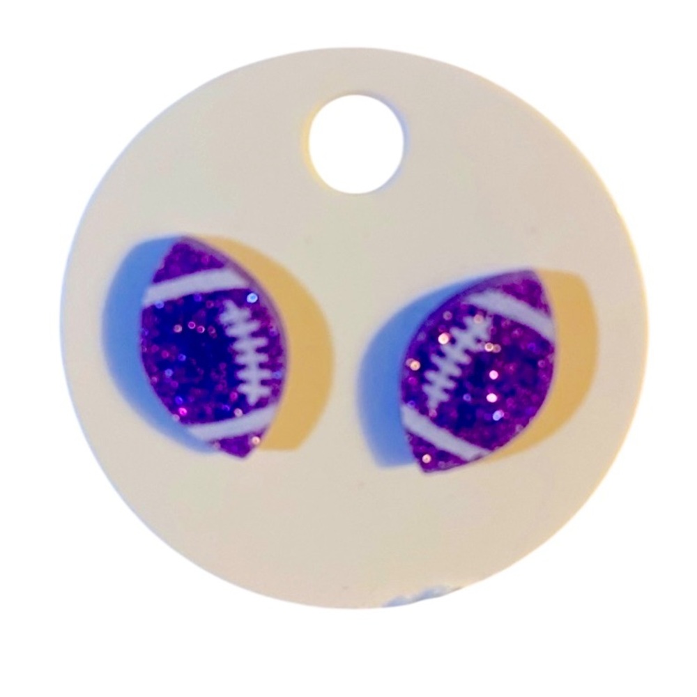 New Football Earrings, Pierced, Wooden, Vikings, Ravens
